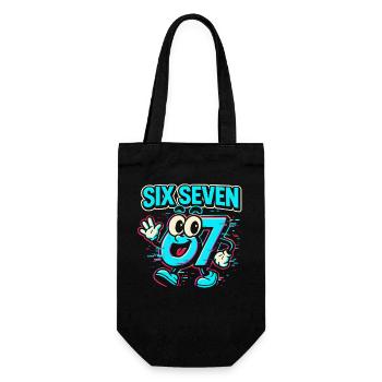 Six Seven 67 Meme Glitch Mascot Italian Brainrot - Geschenkbeutel für Flaschen - Schwarz - Vorne
