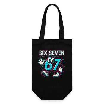 Six Seven 67 Meme Glitch Mascot Italian Brainrot - Geschenkbeutel für Flaschen - Schwarz - Vorne
