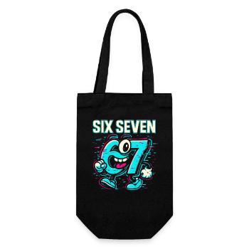 Six Seven 67 Meme Glitch Mascot Italian Brainrot - Geschenkbeutel für Flaschen - Schwarz - Vorne