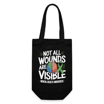 Not All Wounds Are Visible – Mental Health - Gift Bag for Bottles - black - Front