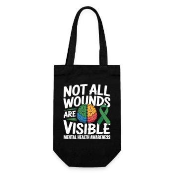 Not All Wounds Are Visible – Mental Health - Gift Bag for Bottles - black - Front