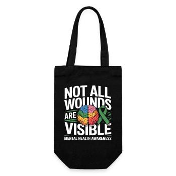 Not All Wounds Are Visible – Mental Health - Gift Bag for Bottles - black - Front