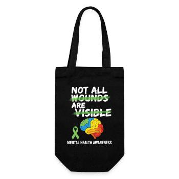 Not All Wounds Are Visible – Mental Health - Gift Bag for Bottles - black - Front