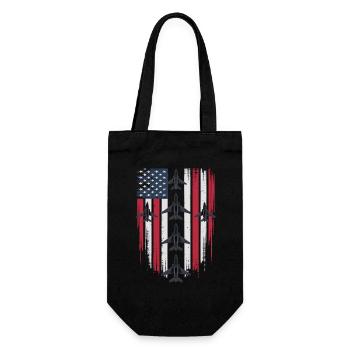 Jet Fighter USA Flag – Avion pilote - Sac à bouteille - noir - Devant