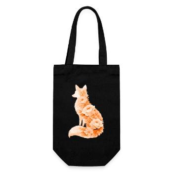 Fuchs Pastell Blumen Silhouette - Geschenkbeutel für Flaschen - Schwarz - Vorne