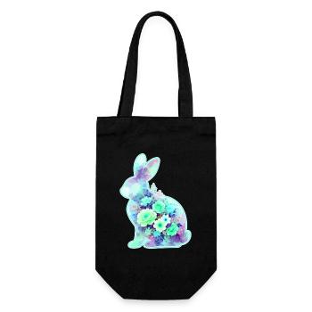 Hase Aquarell Blumen Ostern - Geschenkbeutel für Flaschen - Schwarz - Vorne