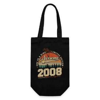 2008 Vintage Vintage Birthday Gift Retro - Gift Bag for Bottles - black - Front