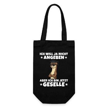 Gesellenprüfung Wiesel Ausbildung Abschluss - Geschenkbeutel für Flaschen - Schwarz - Vorne