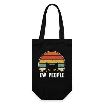 Ew People Cat Lover Cat Humor Antisocial - Gift Bag for Bottles - black - Front