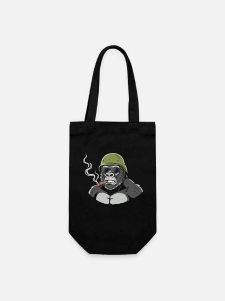Gorilla Commando mit Zigarre - Geschenkbeutel für Flaschen - Schwarz