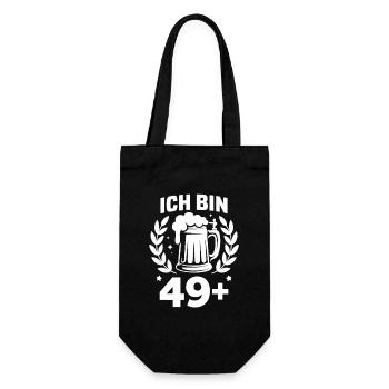  Ich Bin 49+ Lustiges Bier Motiv Zum 50 Geburtstag - Geschenkbeutel für Flaschen - Schwarz - Vorne