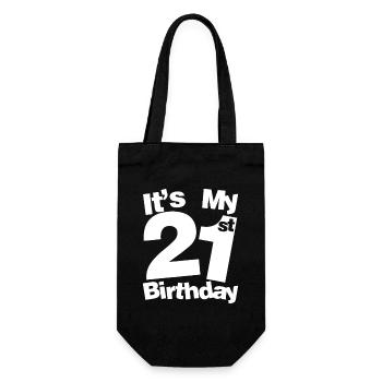 Es ist mein 21. Geburtstag Fette Typografie - Geschenkbeutel für Flaschen - Schwarz - Vorne