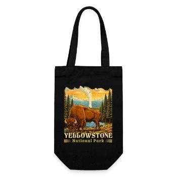 Yellowstone National Park Buffalo Camping - Gift Bag for Bottles - black - Front