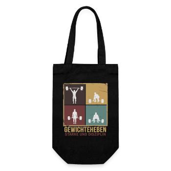 Gewichtheben Stärke und Disziplin - Geschenkbeutel für Flaschen - Schwarz - Vorne