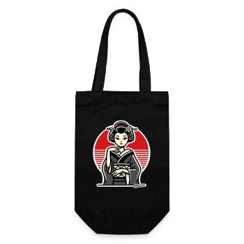 Geisha im roten Kreis Illustration - Geschenkbeutel für Flaschen - Schwarz - Vorne