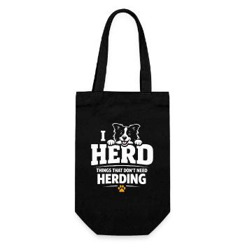 Ich hüte einfach alles | Border Collie Humor - Geschenkbeutel für Flaschen - Schwarz - Vorne