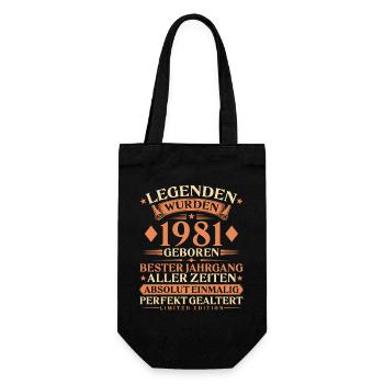 Legenden wurden 1981 geboren – 45. Geburtstag - Geschenkbeutel für Flaschen - Schwarz - Vorne