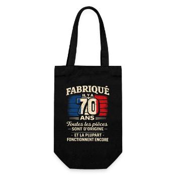 Fabriqué Il y a 70 Ans Vintage Humour Anniversaire - Sac à bouteille - noir - Devant