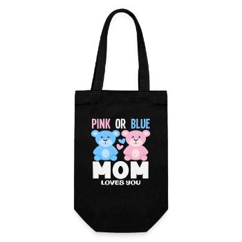 Pink Oder Blau Mama Liebt Dich - Geschenkbeutel für Flaschen - Schwarz - Vorne