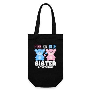 Pink Oder Blau Schwester Liebt Dich - Geschenkbeutel für Flaschen - Schwarz - Vorne