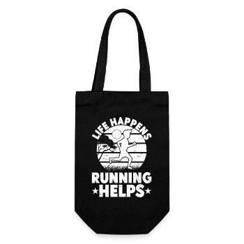 Marathon Runner Life Happens Running Helps - Gift Bag for Bottles - black - Front