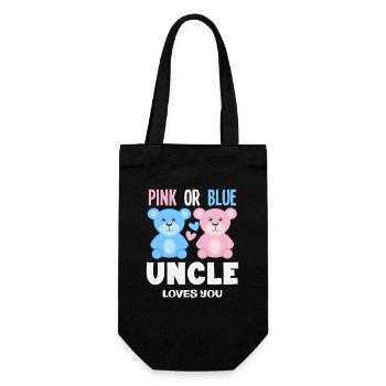 Pink Oder Blau Onkel Liebt Dich - Geschenkbeutel für Flaschen - Schwarz - Vorne