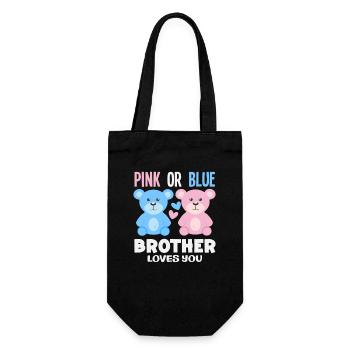 Pink Oder Blau Bruder Liebt Dich - Geschenkbeutel für Flaschen - Schwarz - Vorne