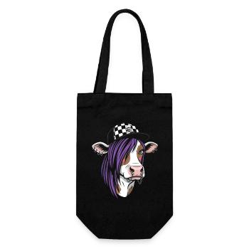 Punk cow with purple hair - Gift Bag for Bottles - black - Front
