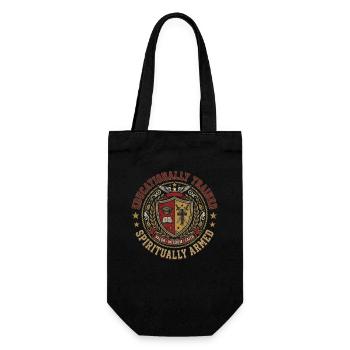 Educationally Trained Spiritually Armed - Geschenkbeutel für Flaschen - Schwarz - Vorne