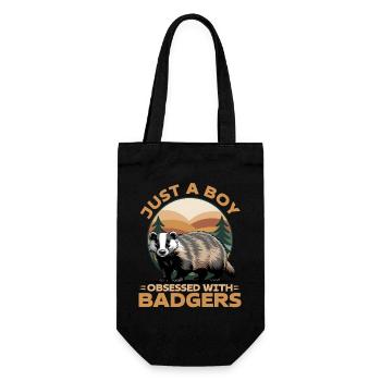 Funny Animal Badger - Geschenkbeutel für Flaschen - Schwarz - Vorne