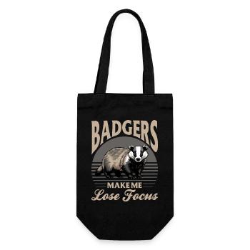 Funny Animal Badger - Geschenkbeutel für Flaschen - Schwarz - Vorne