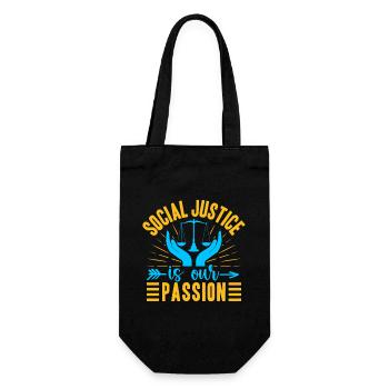 Social Worker Quote Justice Is Our Passion Social - Geschenkbeutel für Flaschen - Schwarz - Vorne