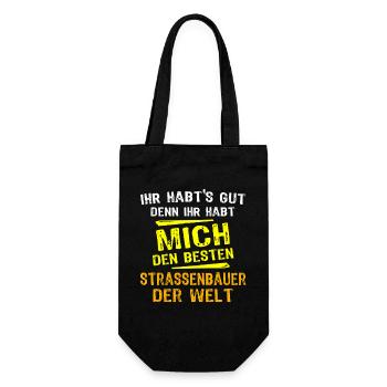 Strassenbauer Geschenk - Geschenkbeutel für Flaschen - Schwarz - Vorne