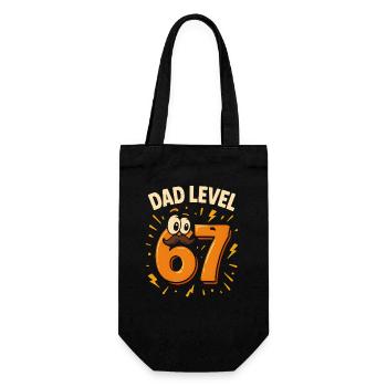 Dad Level 67 Six Seven Meme Father Dad Humor - Gift Bag for Bottles - black - Front