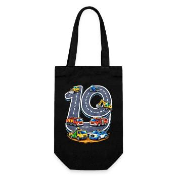 90Jahre Straßenbau Illustration - Geschenkbeutel für Flaschen - Schwarz - Vorne