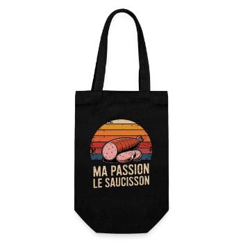  Ma Passion Le Saucisson Französische Wurstliebe - Geschenkbeutel für Flaschen - Schwarz - Vorne