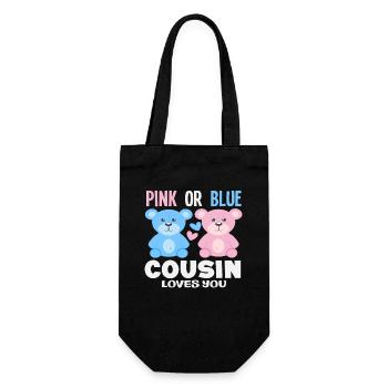 Pink Oder Blau Cousin Liebt Dich - Geschenkbeutel für Flaschen - Schwarz - Vorne