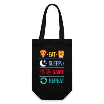 Eat Sleep Game Repeat Gaming Quotes for Gamer - Geschenkbeutel für Flaschen - Schwarz - Vorne