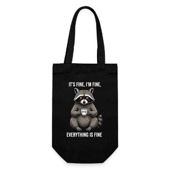 Its Fine In Fine Coffee Raccoon Humor - Gift Bag for Bottles - black - Front