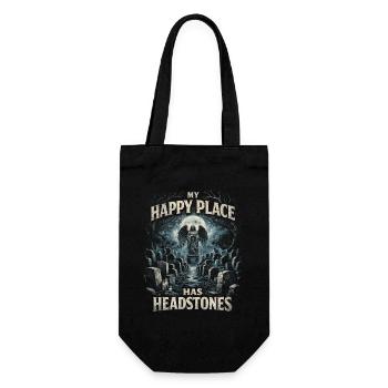 Friedhof Goth Humor My Happy Place Has Headstones - Geschenkbeutel für Flaschen - Schwarz - Vorne
