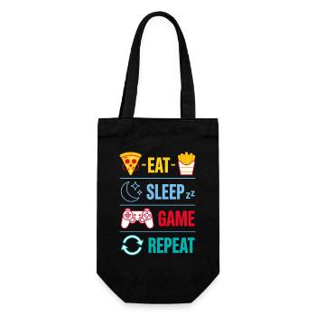 Eat Sleep Game Repeat Gaming Quotes for Gamer - Geschenkbeutel für Flaschen - Schwarz - Vorne