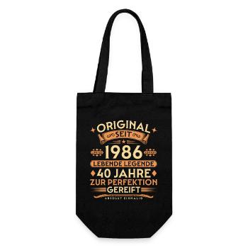 Original seit 1986 – Lebende Legende 40 Jahre - Geschenkbeutel für Flaschen - Schwarz - Vorne