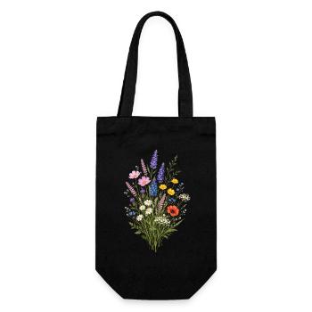 Vintage Blumen-Frauen-Wildblumen-Gartengarten - Geschenkbeutel für Flaschen - Schwarz - Vorne