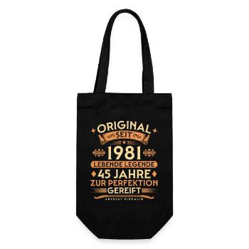 Original seit 1981 – Lebende Legende 45 Jahre - Geschenkbeutel für Flaschen - Schwarz - Vorne