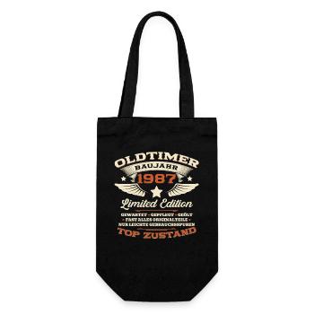 39. Geburtstag Geschenk Mann Oldtimer Baujahr 1987 - Geschenkbeutel für Flaschen - Schwarz - Vorne