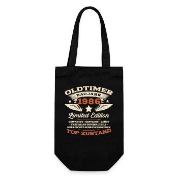 40. Geburtstag Geschenk Mann Oldtimer Baujahr 1986 - Geschenkbeutel für Flaschen - Schwarz - Vorne