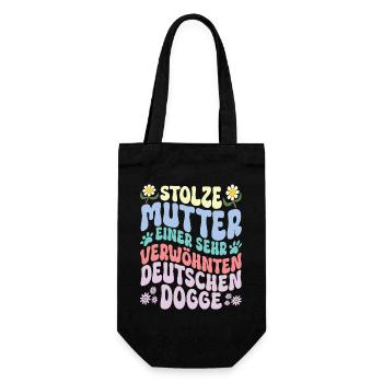 Stolze Hundemama einer Dogge - Geschenkbeutel für Flaschen - Schwarz - Vorne
