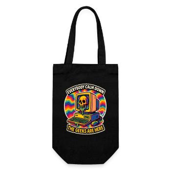 Geeks sind hier Retro Skull Computer - Geschenkbeutel für Flaschen - Schwarz - Vorne