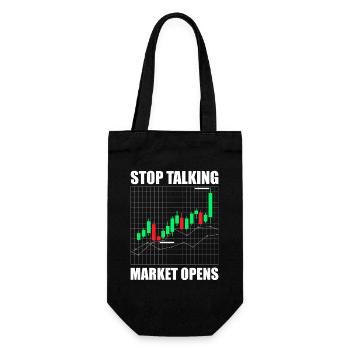 Stop talking market opens Aktienmarkt Börse Trader - Geschenkbeutel für Flaschen - Schwarz - Vorne