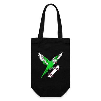 Grüner Skateparrot Cartoon - Geschenkbeutel für Flaschen - Schwarz - Vorne